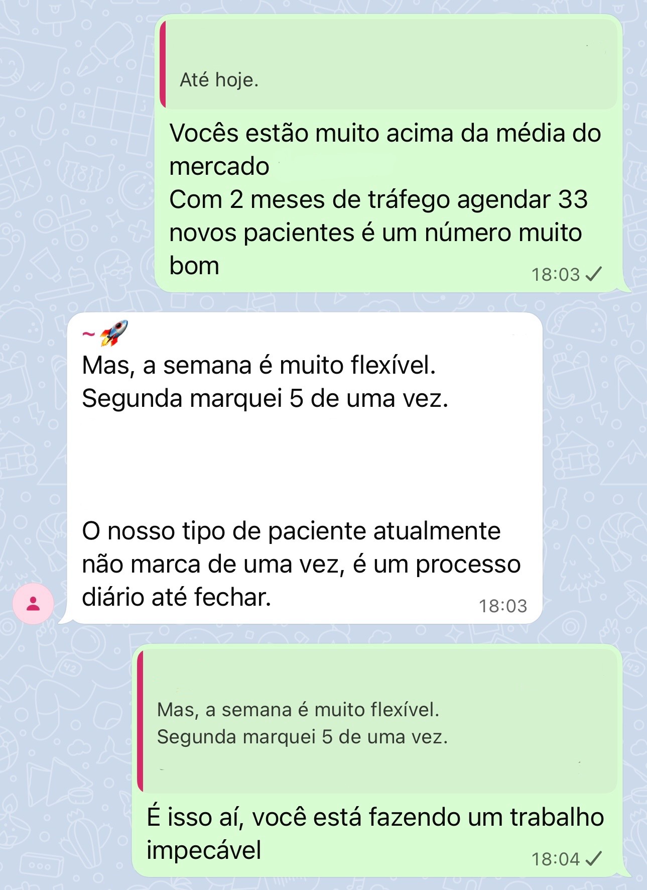 Depoimento de cliente Eixo Digital em conversa de WhatsApp 3