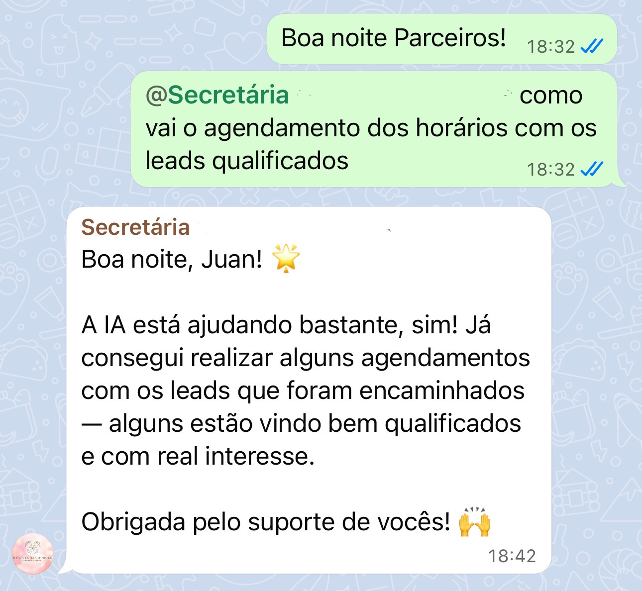 Depoimento de cliente Eixo Digital em conversa de WhatsApp 7